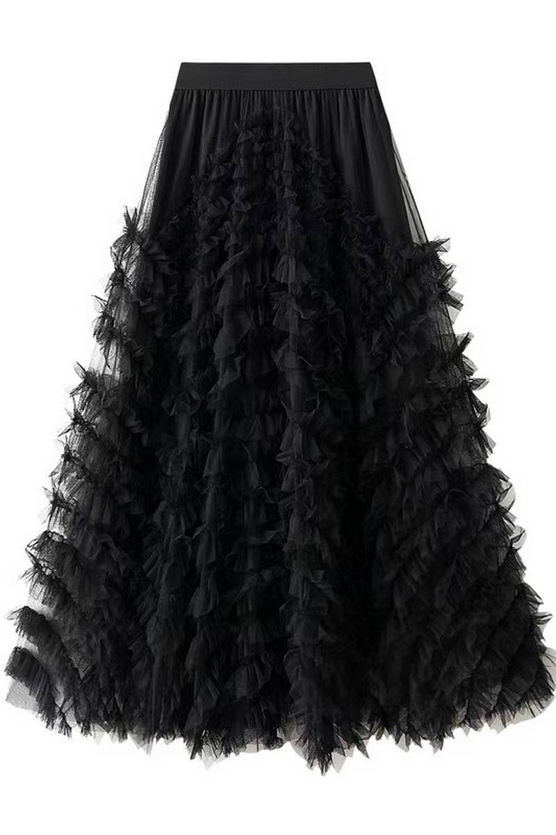 CWBLS0516_HIGH-END MESH TIERED GOWN VOLUMINOUS SKIRT