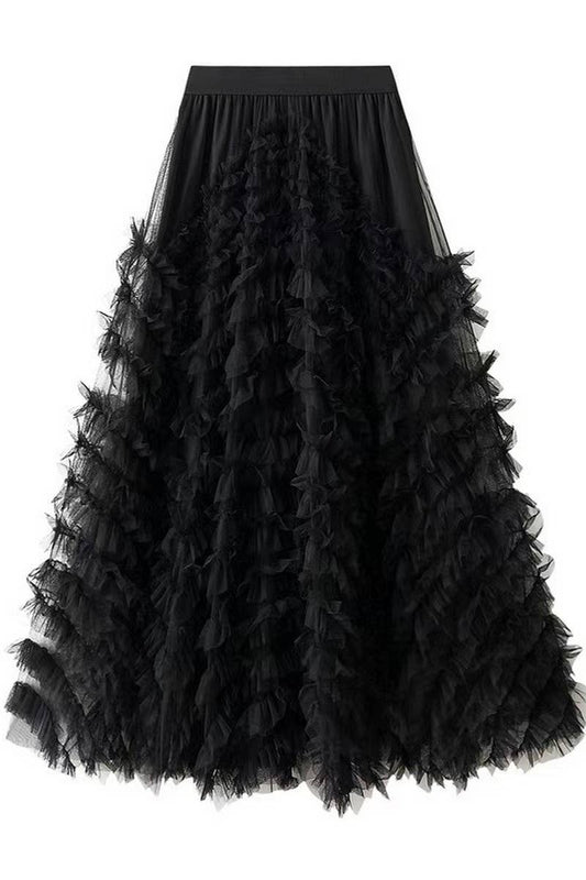 CWBLS0516_HIGH-END MESH TIERED GOWN VOLUMINOUS SKIRT