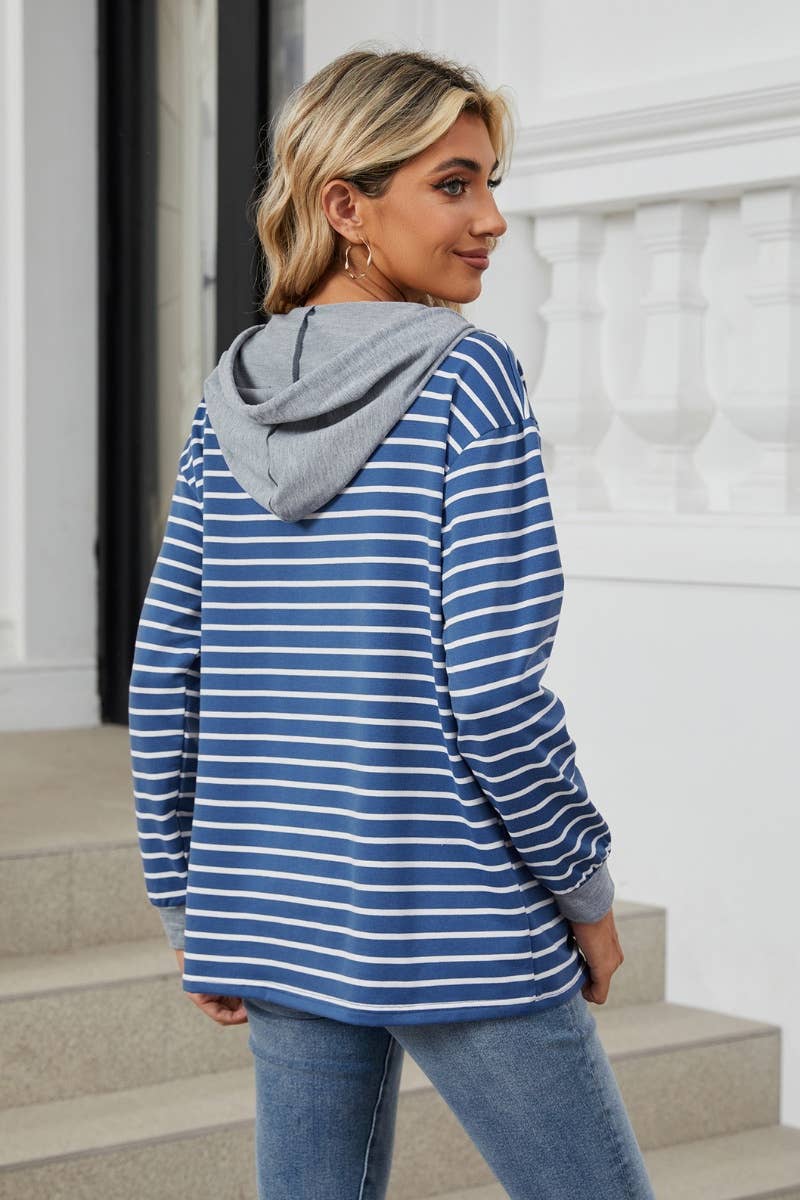 CWOHOL0995_LONG SLEEVED HOODIE WITH STRIPED MATCHING CAPS