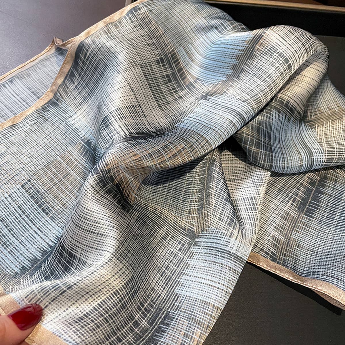 Chic Striped Silk Scarf ? Women’s Square Shawl