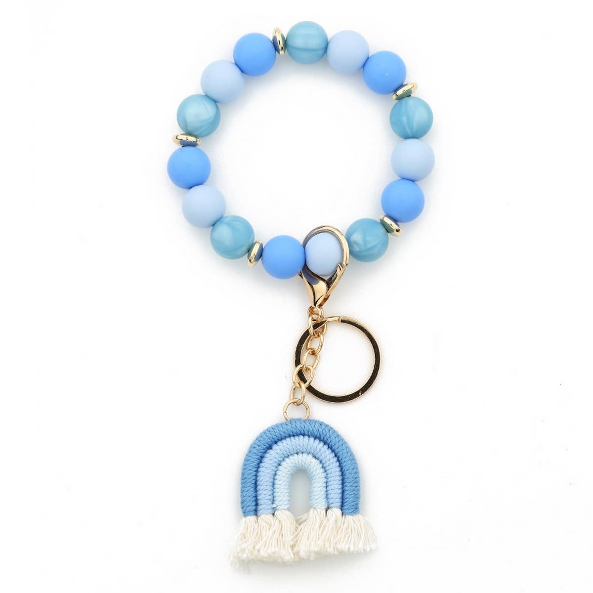 Rainbow Tassel Keychain with Colorful Bead Bracelet_CWAB5071