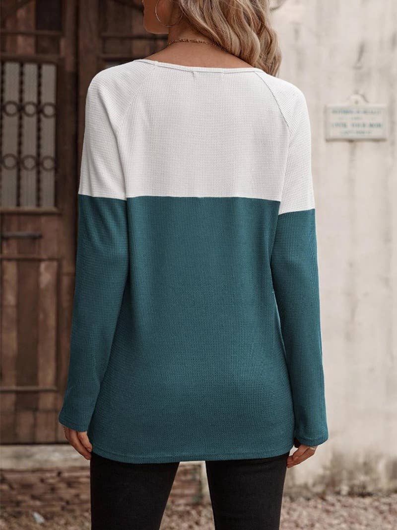 BUTTON EMBELLISHED COLOR PULLOVER SWEATER