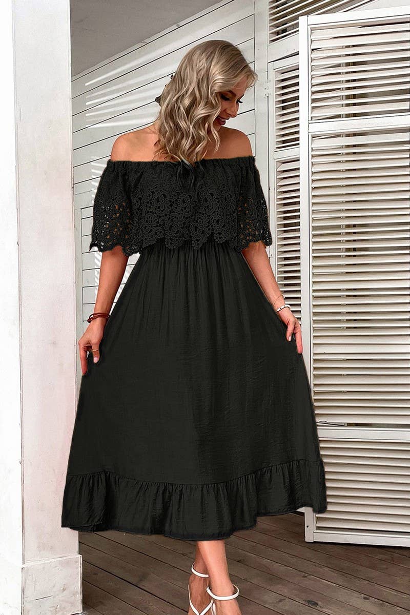 CWDMD00960_TEMPERAMENT COMMUTING LACE PATCHWORK DRESS