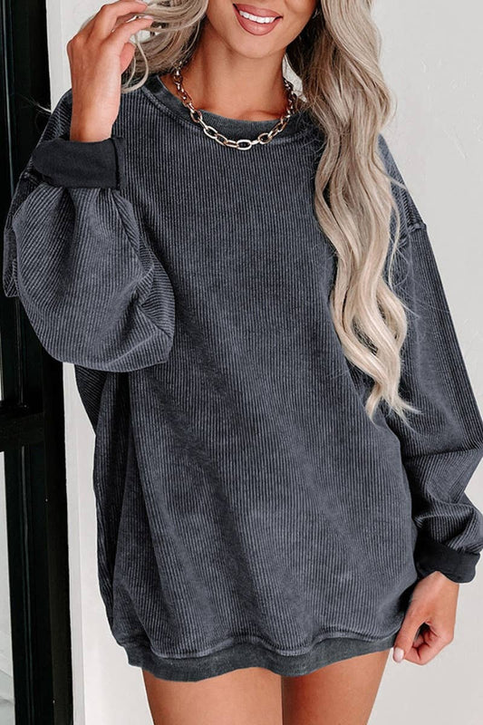 CWOSWL6662_FALL KNIT CREW NECK LONG-SLEEVED SWEATER