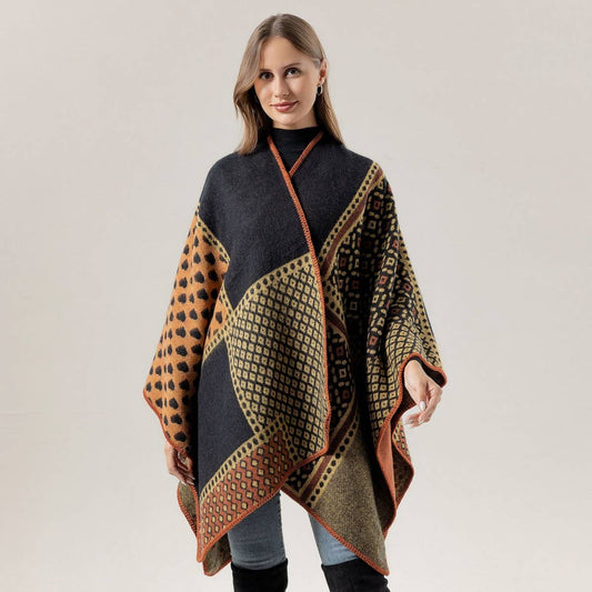 SHAWL SCARF FAUX CASHMERE SLIT CAPE