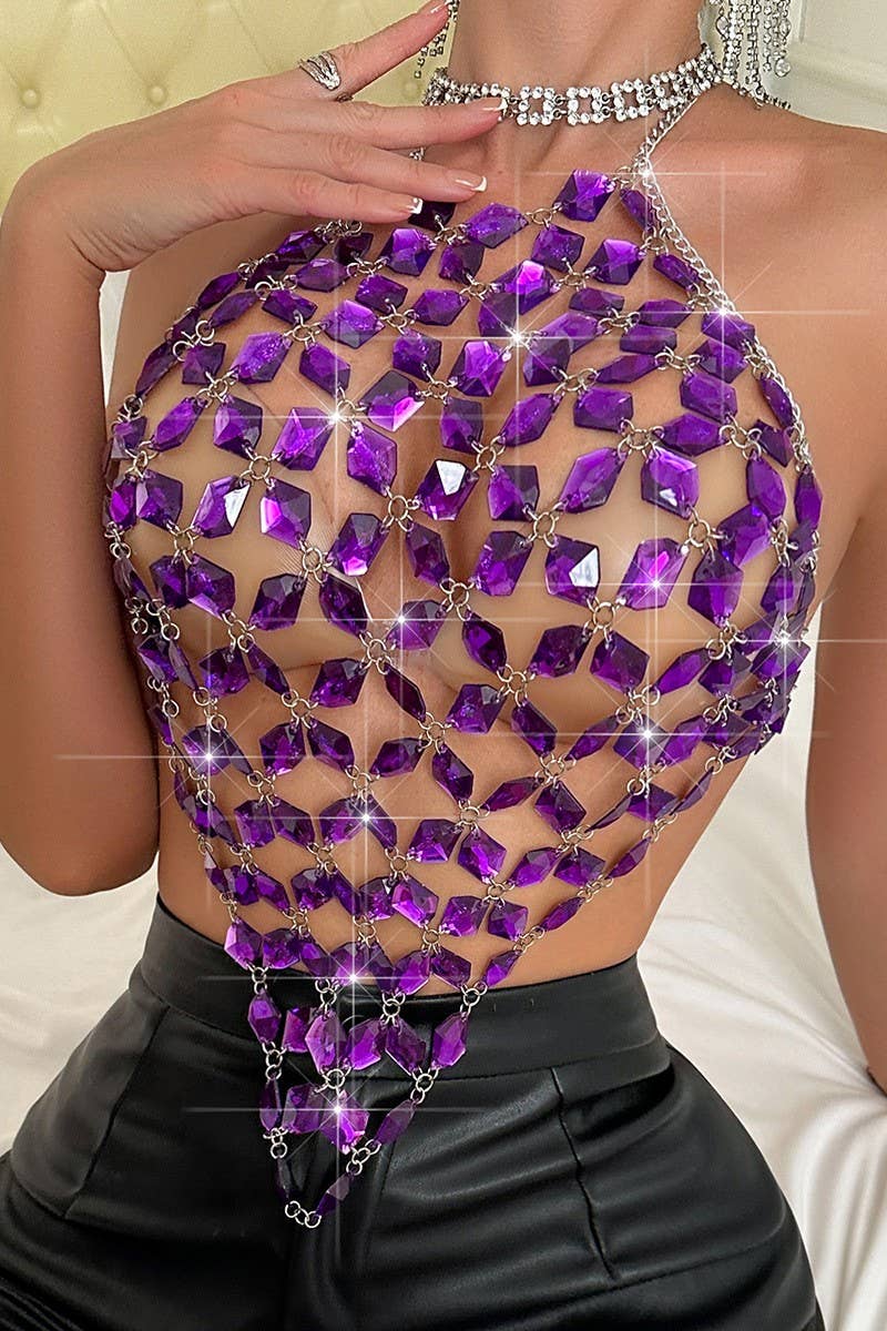 CWTTSL0399_SEXY GEM HAND-PAINTED HALTER TANK TOP