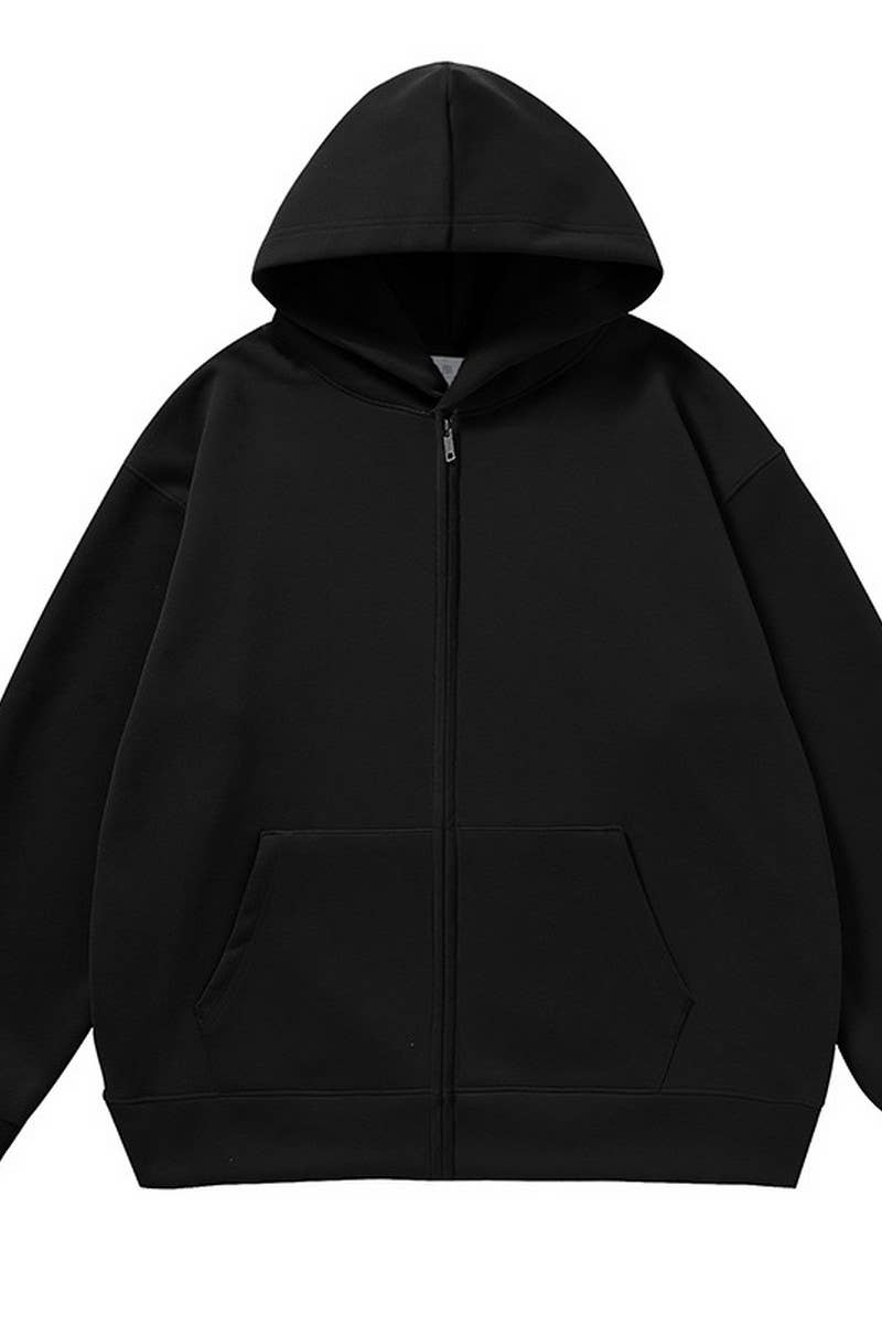 CWOHOL1150_LOOSE FIT SOLID DROP SHOULDER HOODIE CARDIGAN