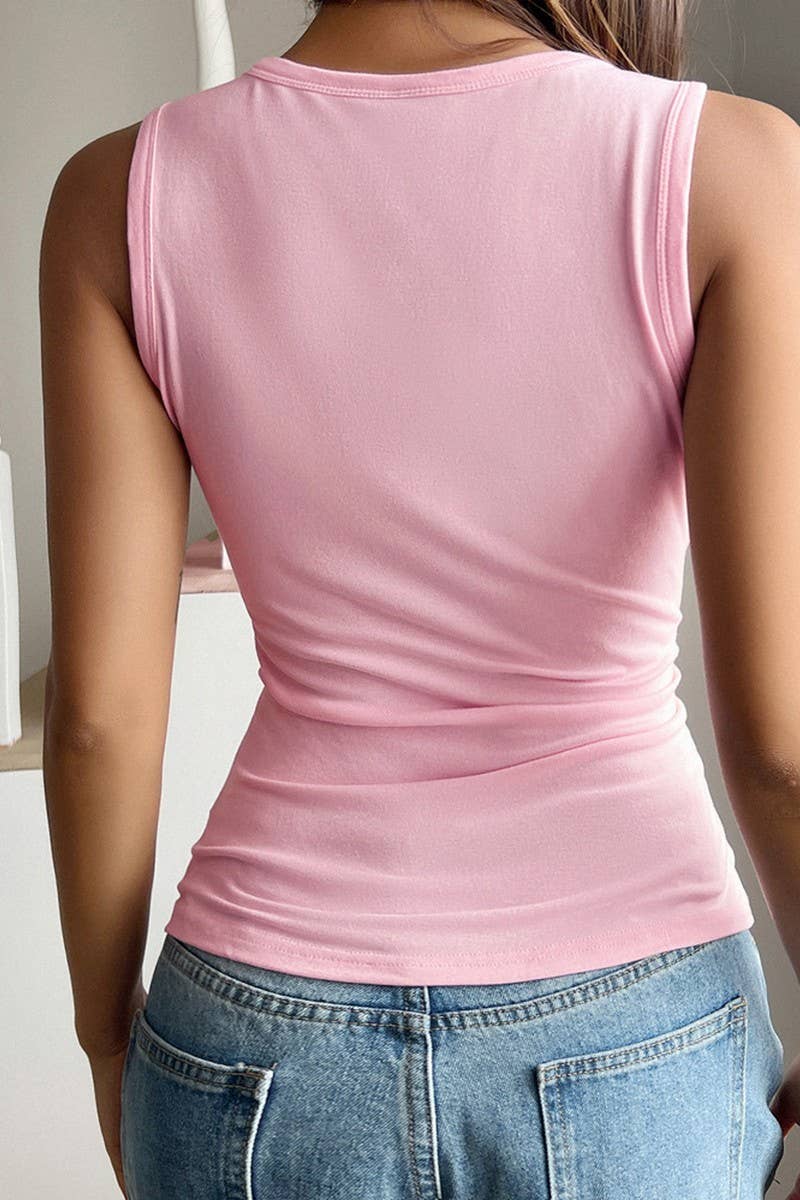 CWTBLSL0615_SLIM FIT SOLID COLOR KNITTED CAMISOLE TOP