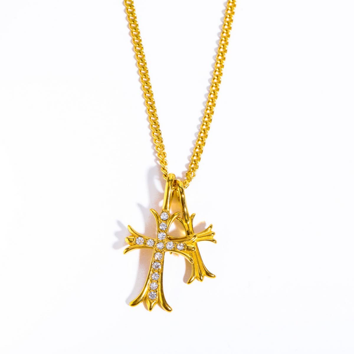 Personalized Pearl Zircon Cross Necklace_CWMM5307