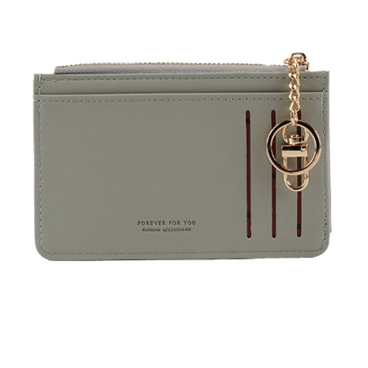 WOMEN SIMPLE SOLID COLOR WALLET WITH KEY RING_CWAB1239