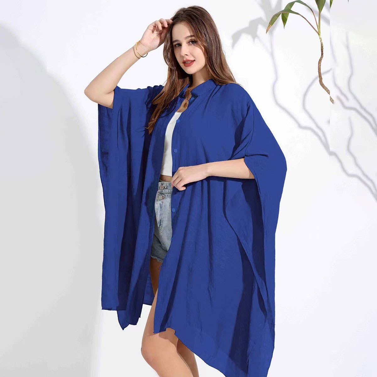Bamboo Cotton Beach Shawl Sun Protection Cardigan_CWMM6303