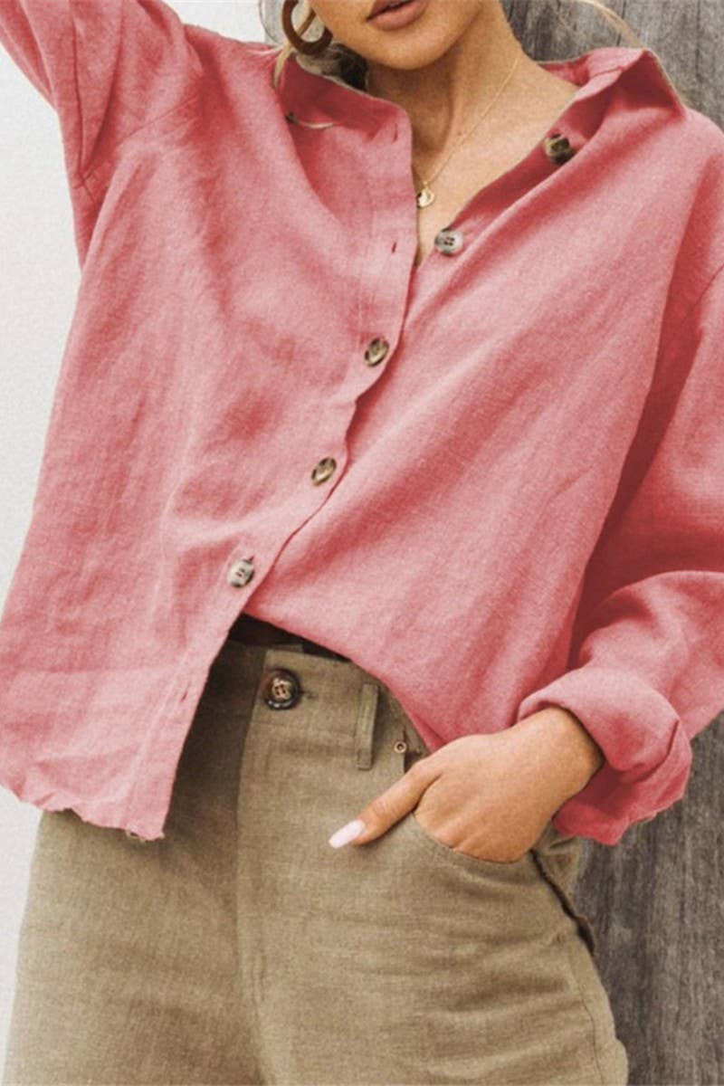 CWTTL01006_FASHION LAPEL LONG-SLEEVED LOOSE SHIRT