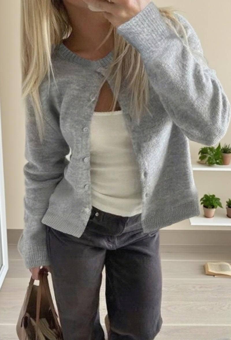 CWOCAL00751_CASUAL SIMPLE LONG SLEEVE KNIT CARDIGAN