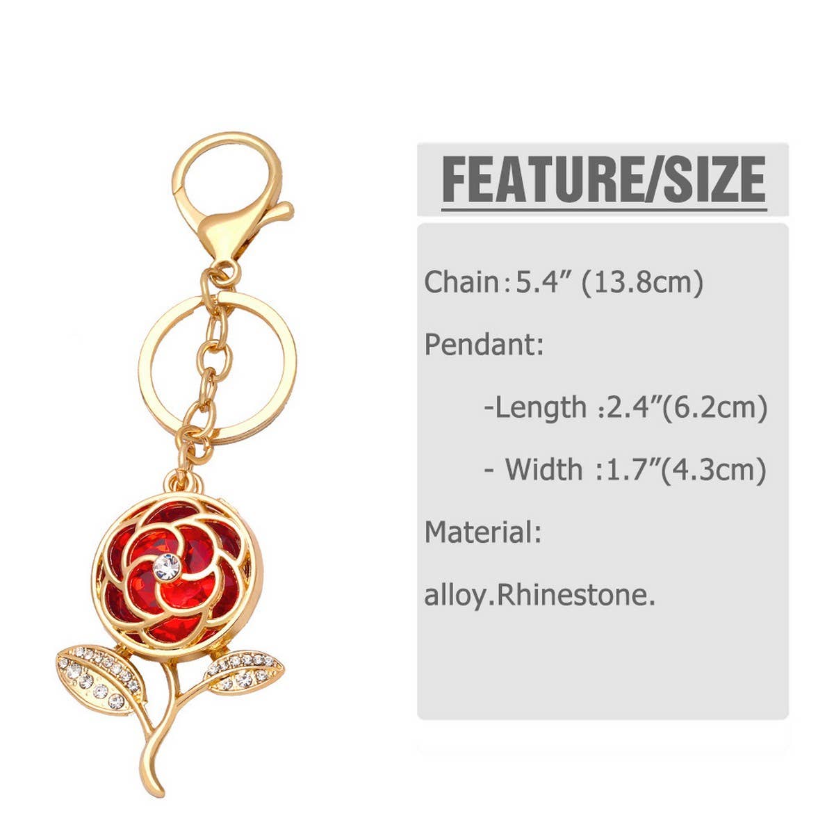 ROSE KEYCHAIN SPARKLING FLOWER KEYRING