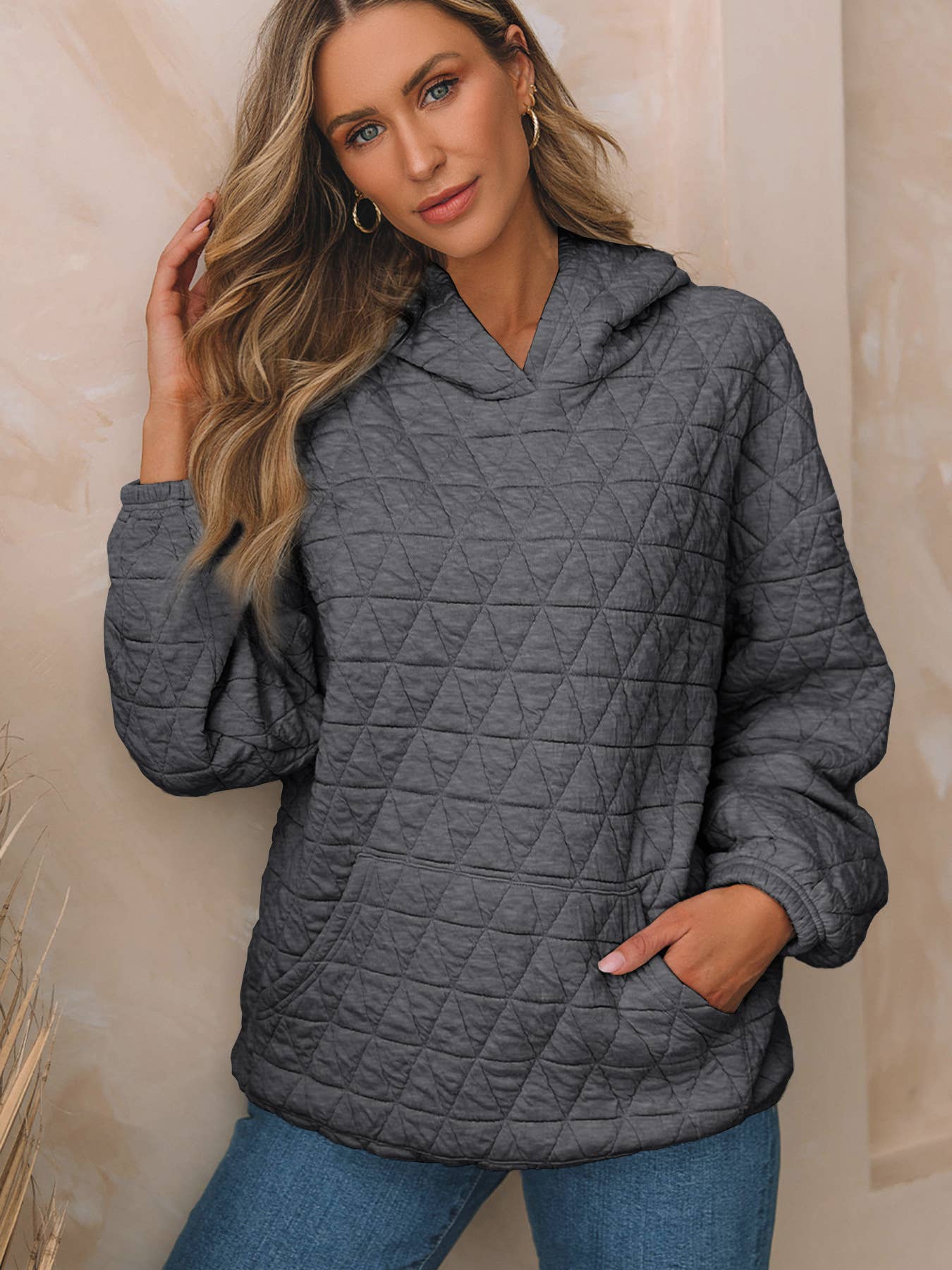 CASUAL STYLE LONG SLEEVE SOLID COLOR HOODIE