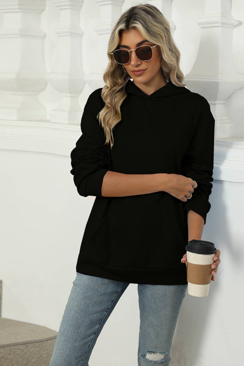 CWOHOL1028_SOLID COLOR HOODED POCKET LONG-SLEEVED HOODIE