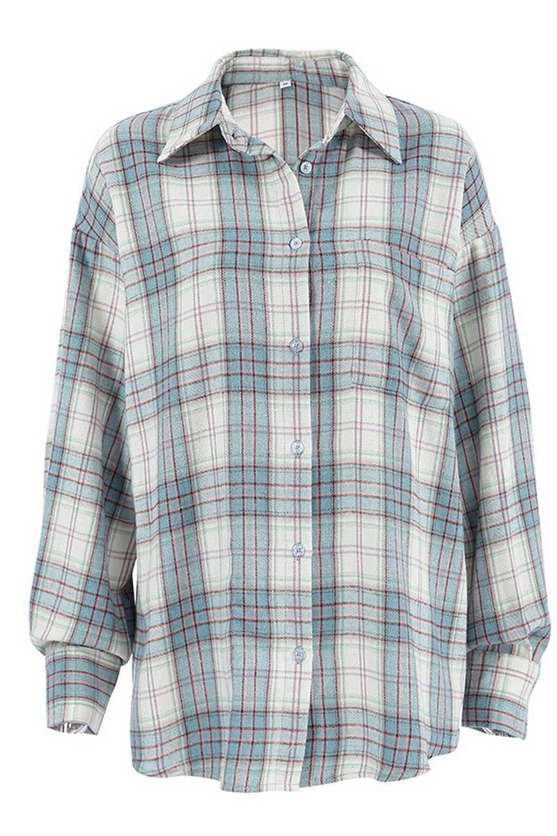 CWTSTL2599_PLAID LOOSE CASUAL LONG SLEEVE SHIRT TOP