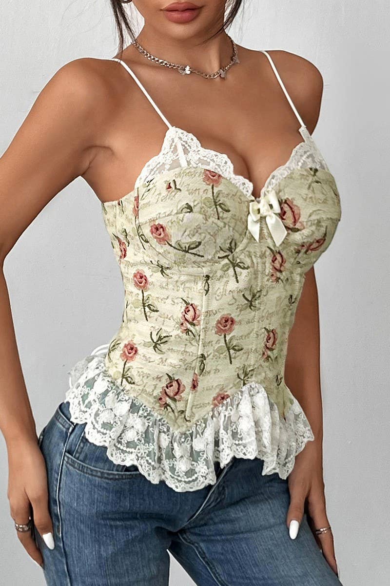 CWTTK0751_LOW-CUT JACQUARD LACE PANELED CAMISOLE