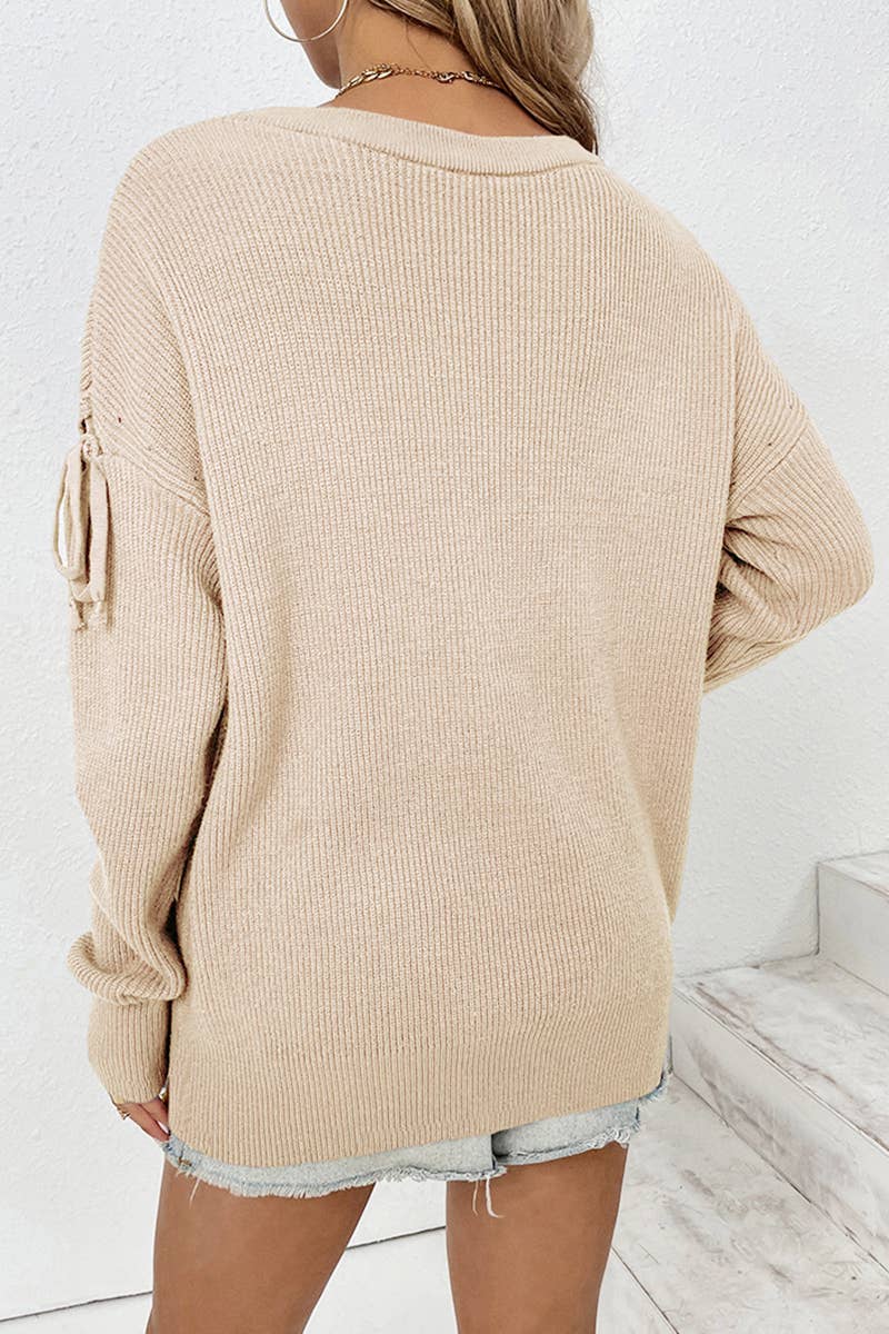 CWOSWL587 Oversized Off Shoulder Crew Neck Pullover Sweater