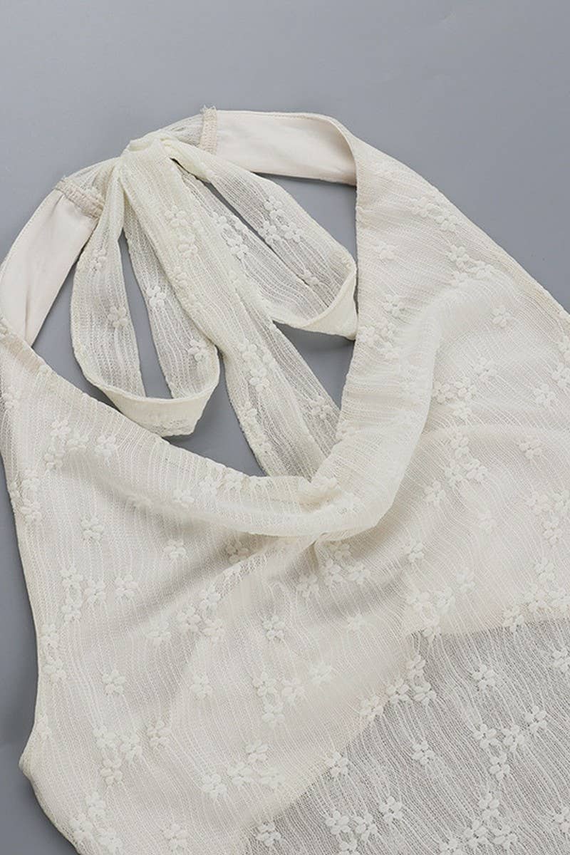 CWDHL0781_SEXY BACKLESS HALTER LACE MINI DRESS