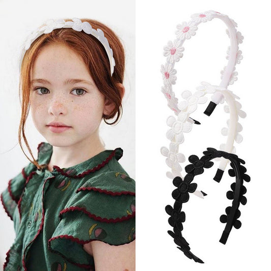 CHILDREN'S VINTAGE DAISY EMBROIDERED HEADBAND