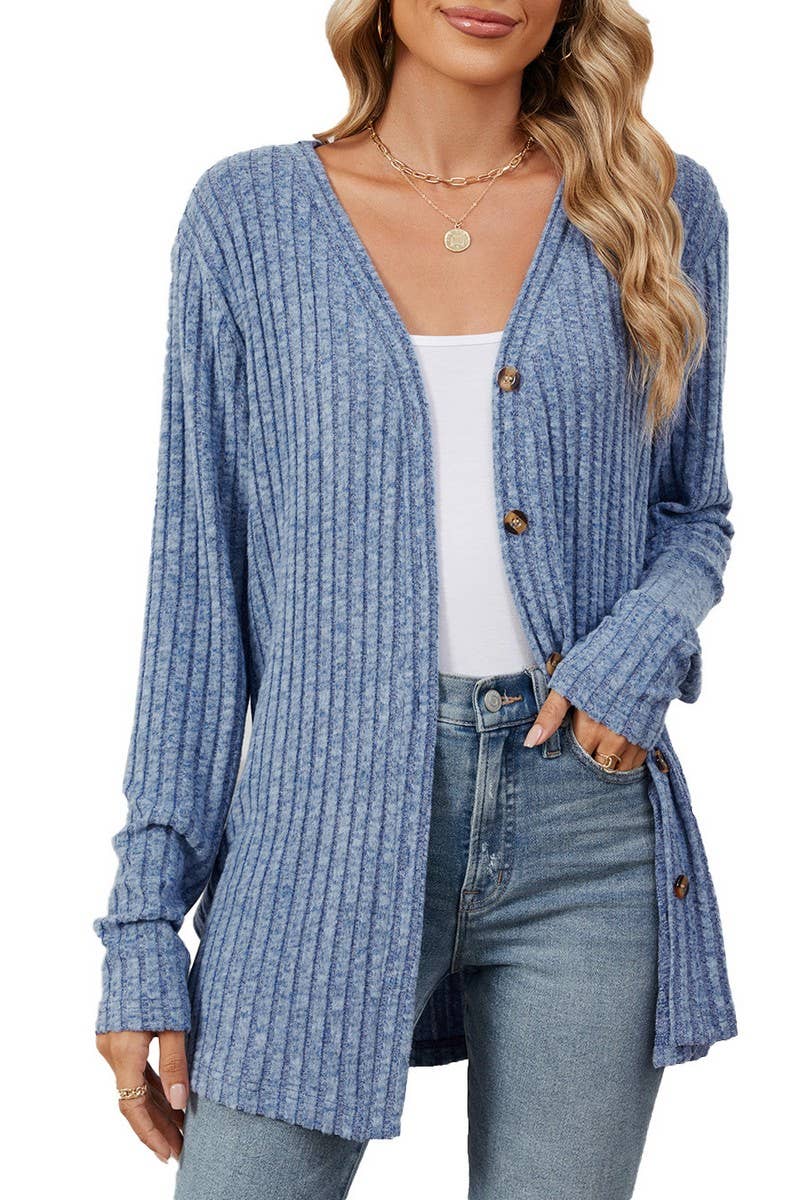 CWOCAL2269_AUTUMN AND WINTER BUTTON KNIT CARDIGAN