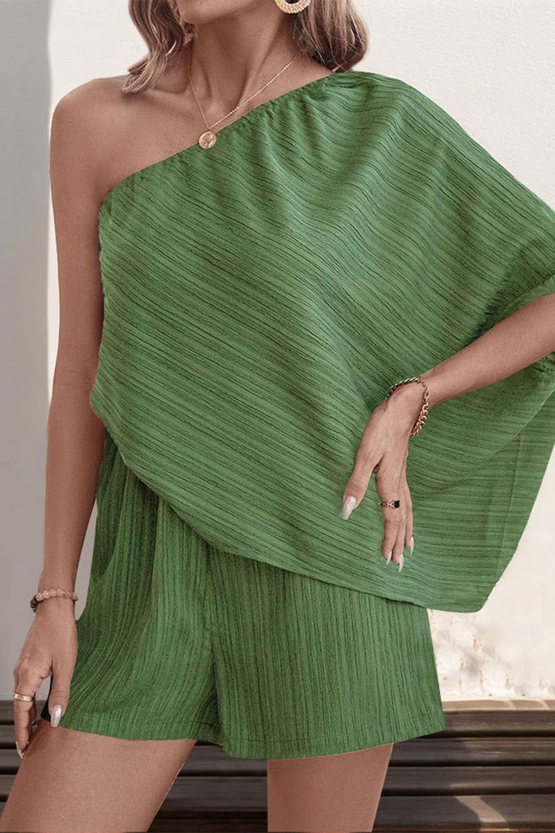 CWSJS0836_SOLID COLOR OFF-SHOULDER TEXTURED JUMPSUIT