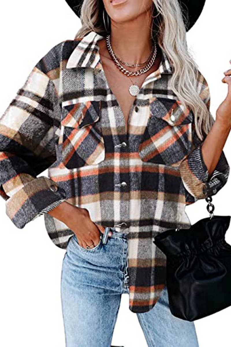 CWTSTL0874_Button Down Plaid Long Sleeve Casual Shirts