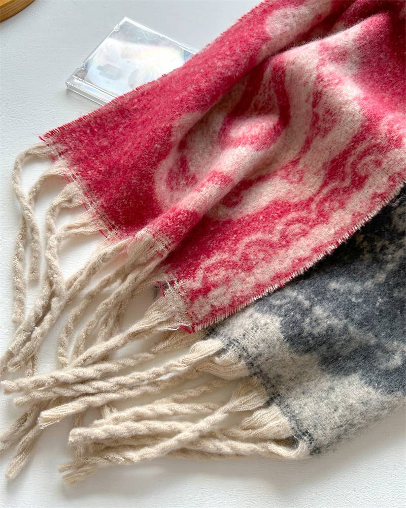 Vintage Paisley Scarf - Thick Tassel Winter Wrap