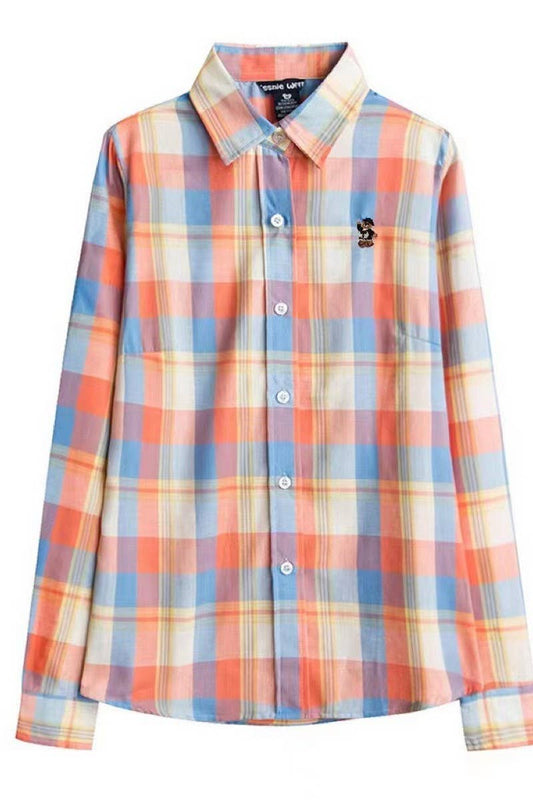 CWTSTL2245_LONG-SLEEVED COTTON THIN PLAID BOTTOMING SHIRT