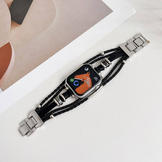 BOHEMIAN STYLE IWATCH9 GENUINE LEATHER WOVEN STRAP_CWWW0067