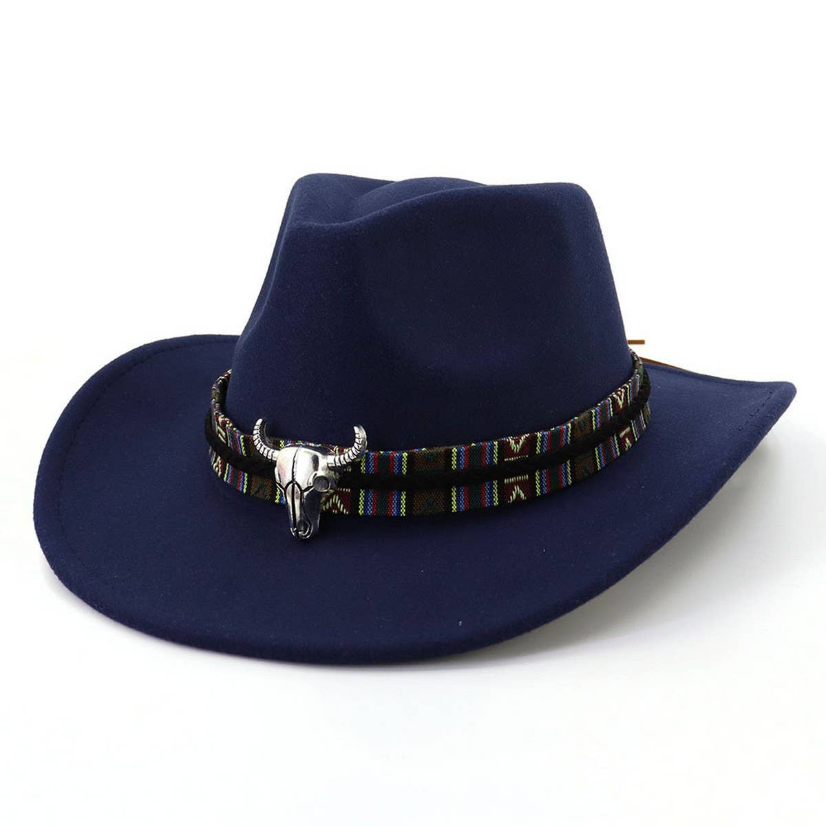 Bull Head Decor Wide Brim Western Cowboy Hat_CWAH1769