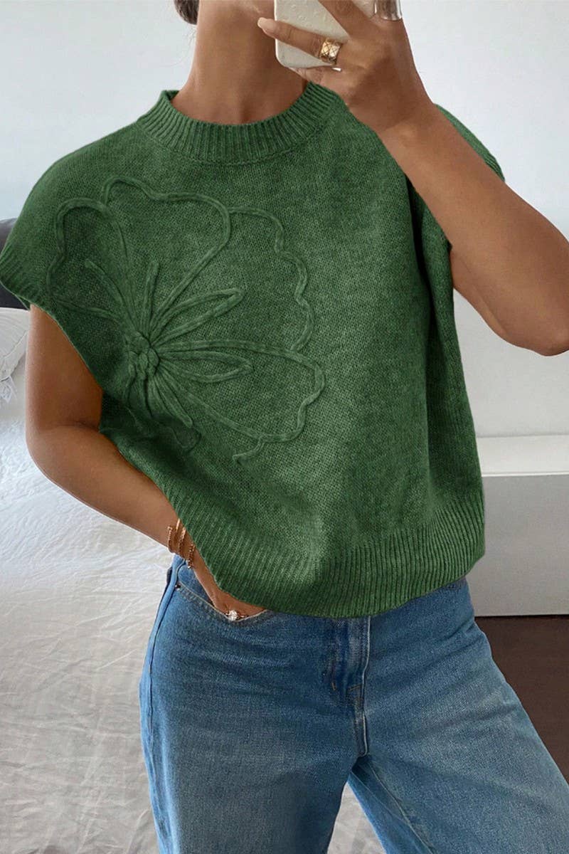 CWOV0716_SLEEVELESS EMBROIDERED KNITTED BACKLESS TANK TOP