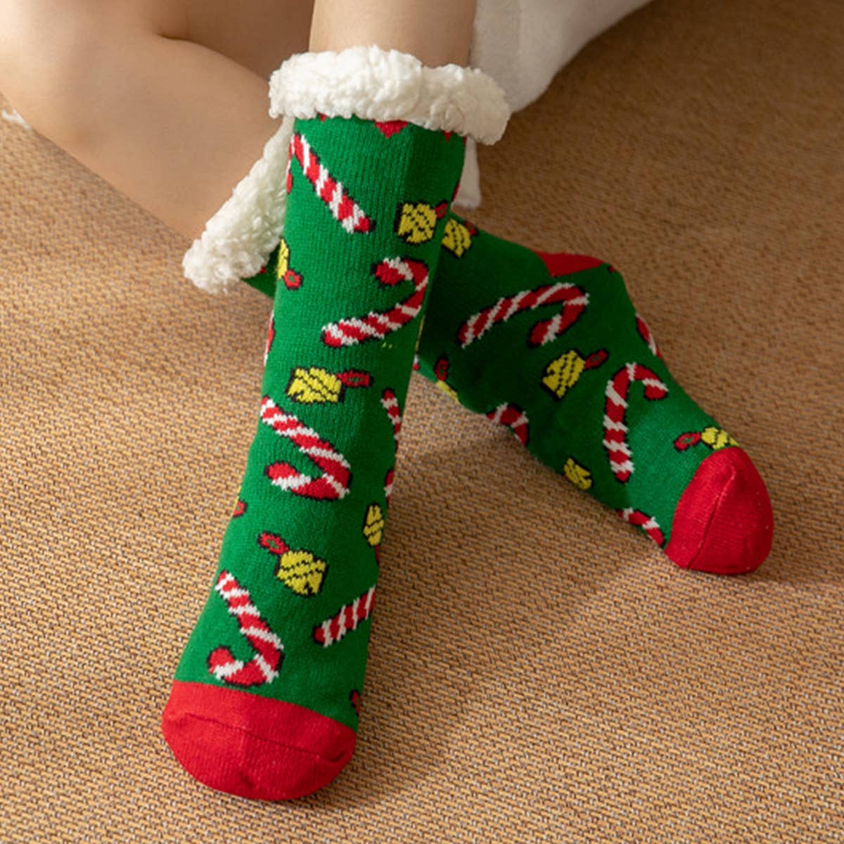 CHRISTMAS BELL FUZZY INDOOR SLIPPER SHOES