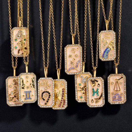 NEW CREATIVE 12 CONSTELLATIONS ZIRCON NECKLACE