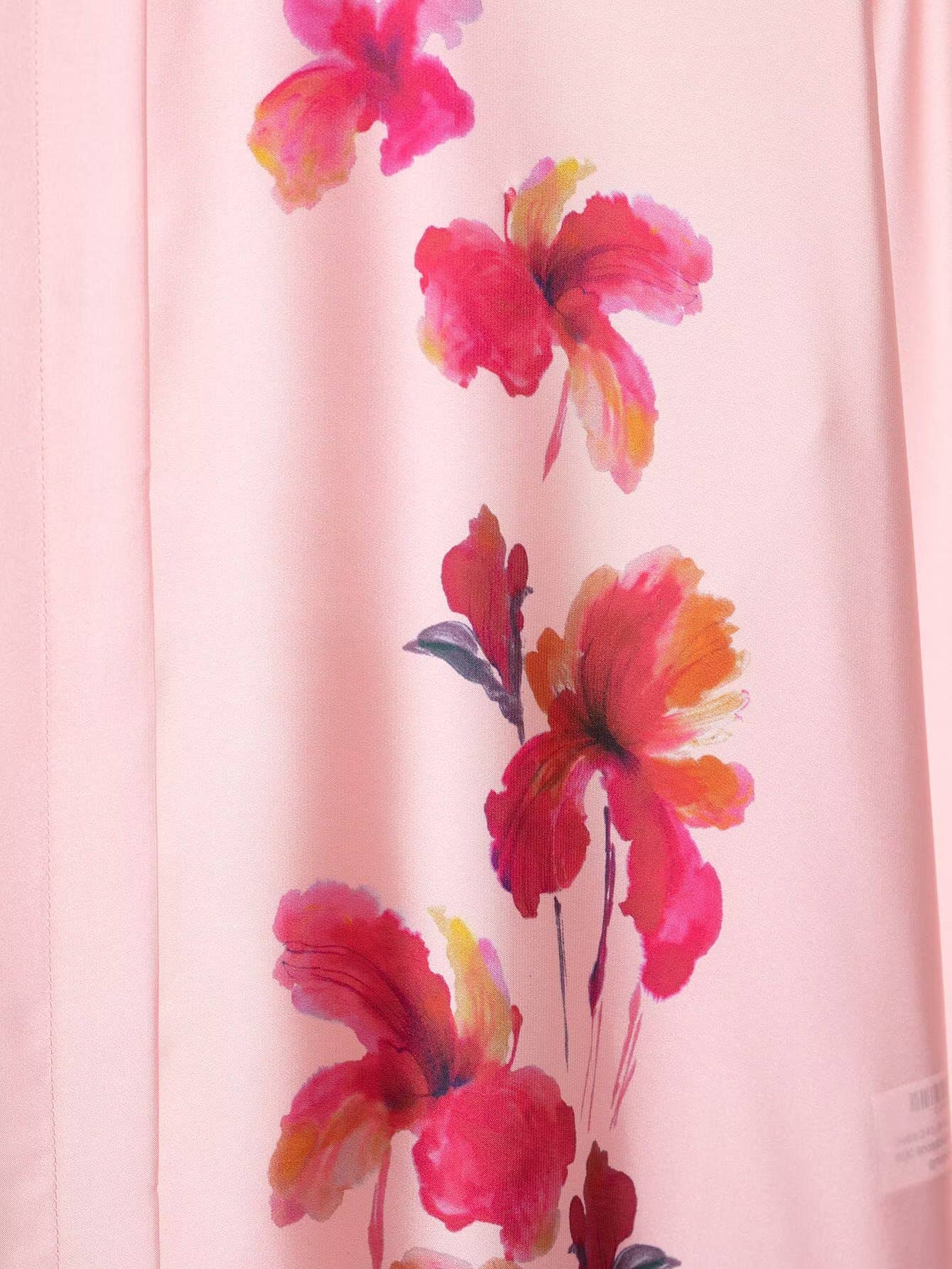 Casual flower-printed silk satin texture shirt