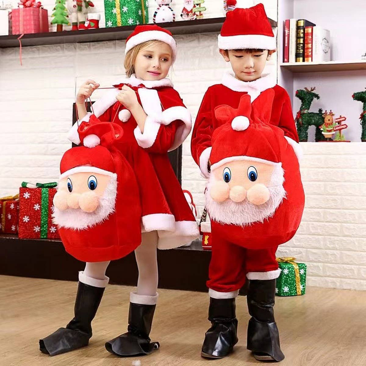 CWMM9696_SANTA CLAUS SMILEY FACE ORNAMENT BACKPACK BAG