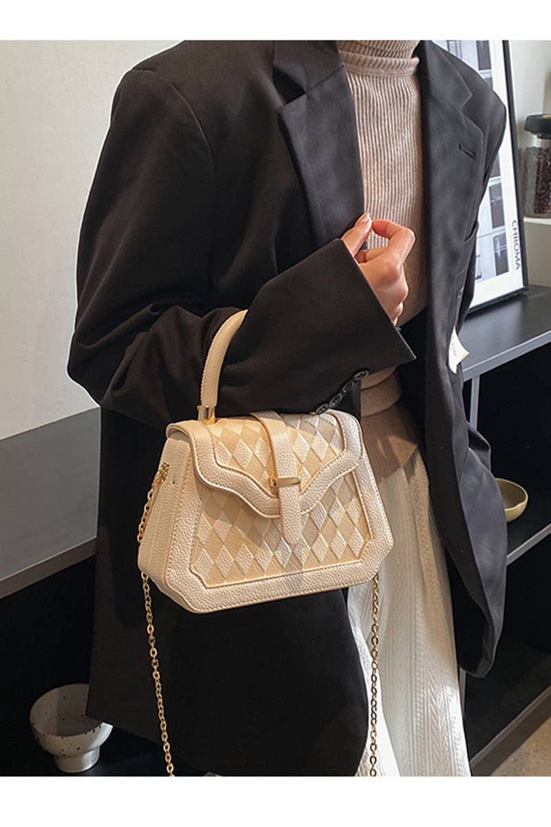PLAID BOX HANDLE CROSS CHAIN SMALL BAG_CWAB0528