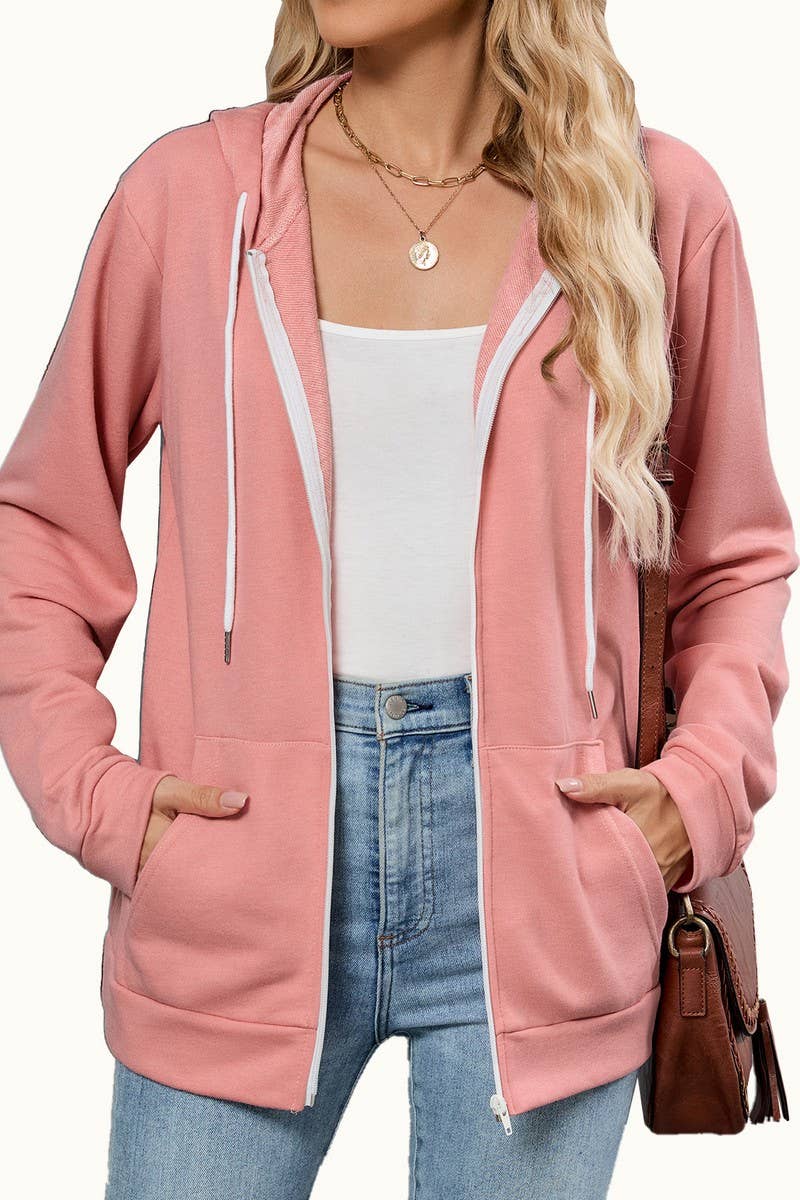 CWOCO00239_COLORBLOCK ZIP UP HOODED POCKET SWEATSHIRT