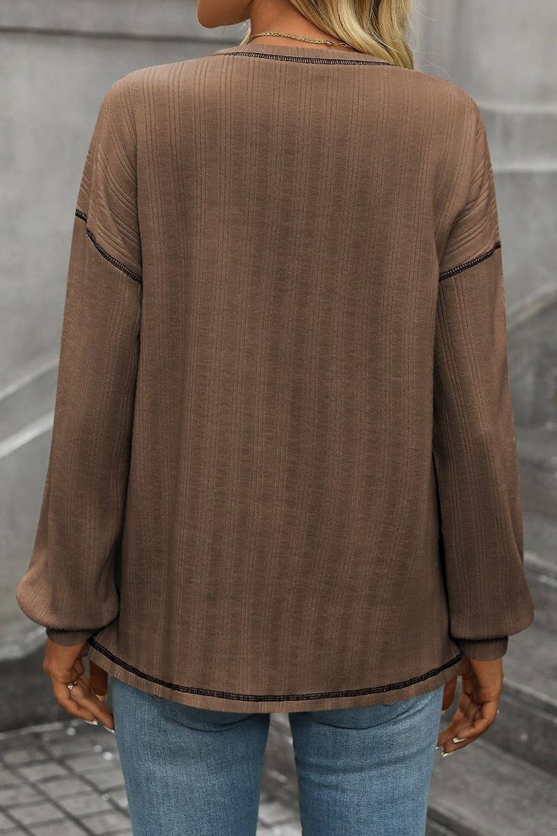 CWOSWL6851_SOLID COLOR ROUND NECK CASUAL LOOSE T-SHIRT