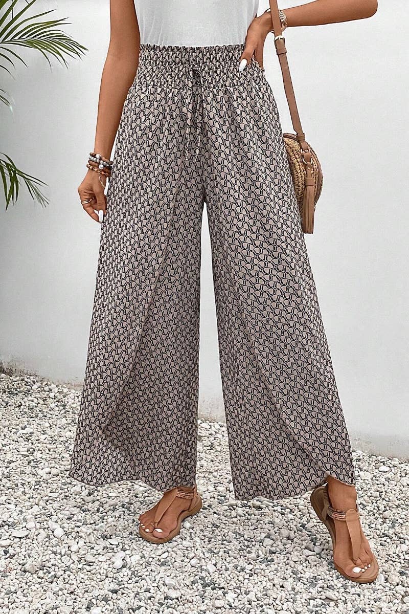 CWBMP0144_SUMMER FASHION FLORAL SPLIT WIDE-LEG PANTS