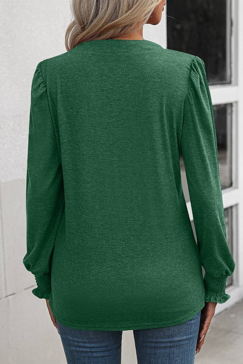 CWTBLL2735_CASUAL SOLID COLOR V-NECK LONG SLEEVE TOP