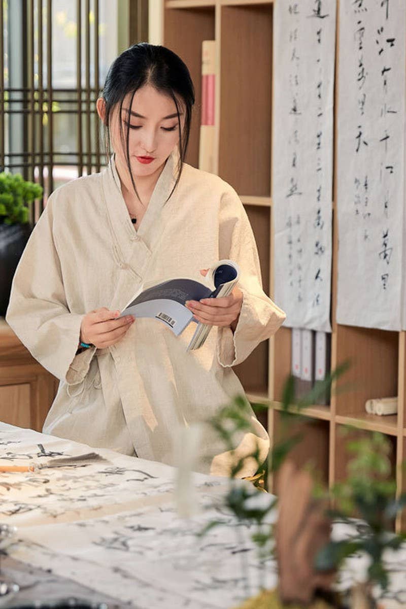 CWOCO0906_RAMIE STAND COLLAR TIE RETRO SHORT CARDIGAN COATS