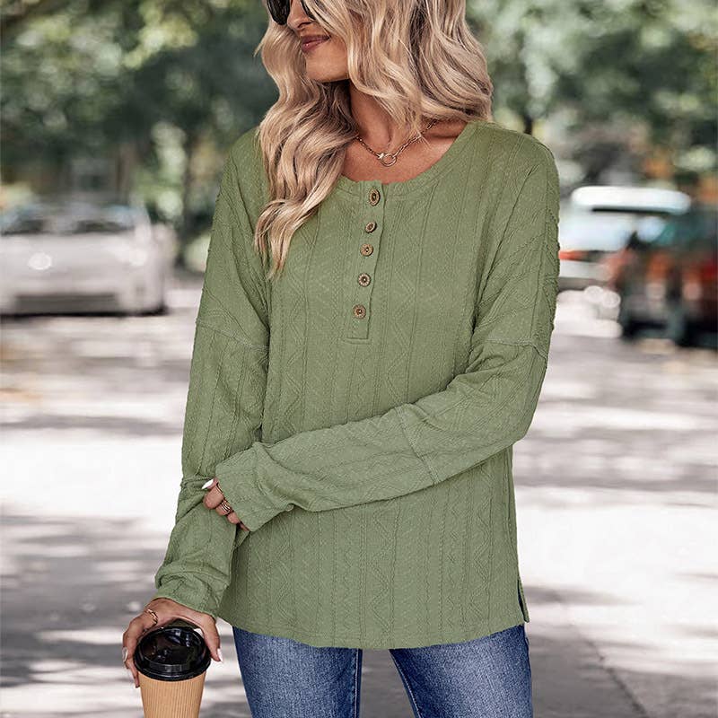 CREW-NECK CASUAL SOLID COLOR JACQUARD SWEATER