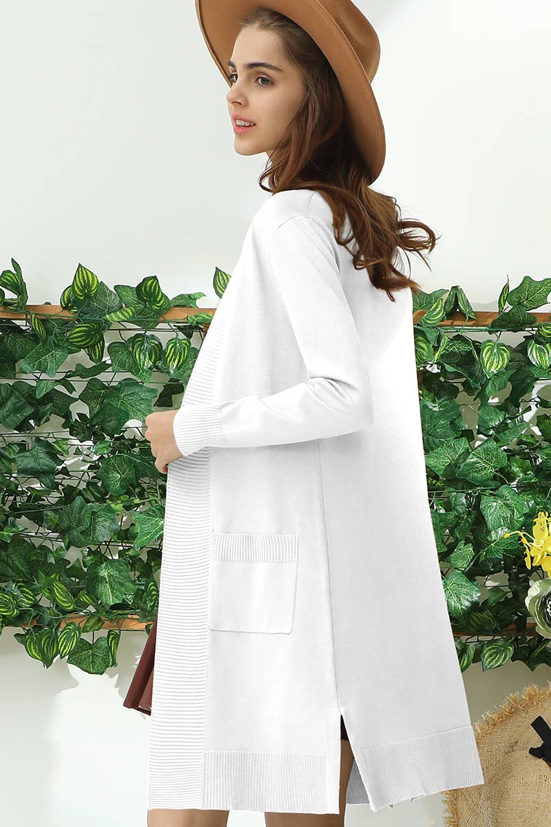 AWOCAL311_LONG SLEEVE OPEN FRONT CARDIGAN WITH SIDE POCKETS