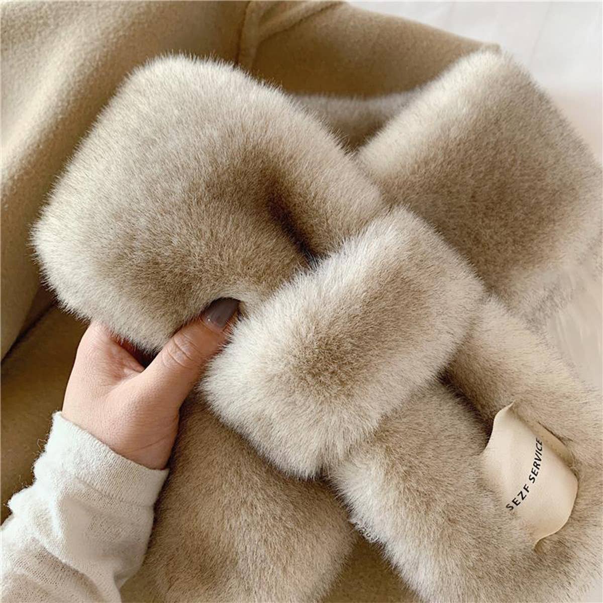 Faux Fur Scarf - Knit Winter Neck Wrap for Women
