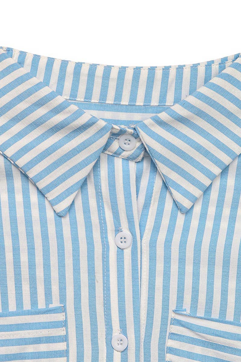 CWTSTS0728_SPLICED   LAPEL COMMUTER STRIPED CARDIGAN TOP