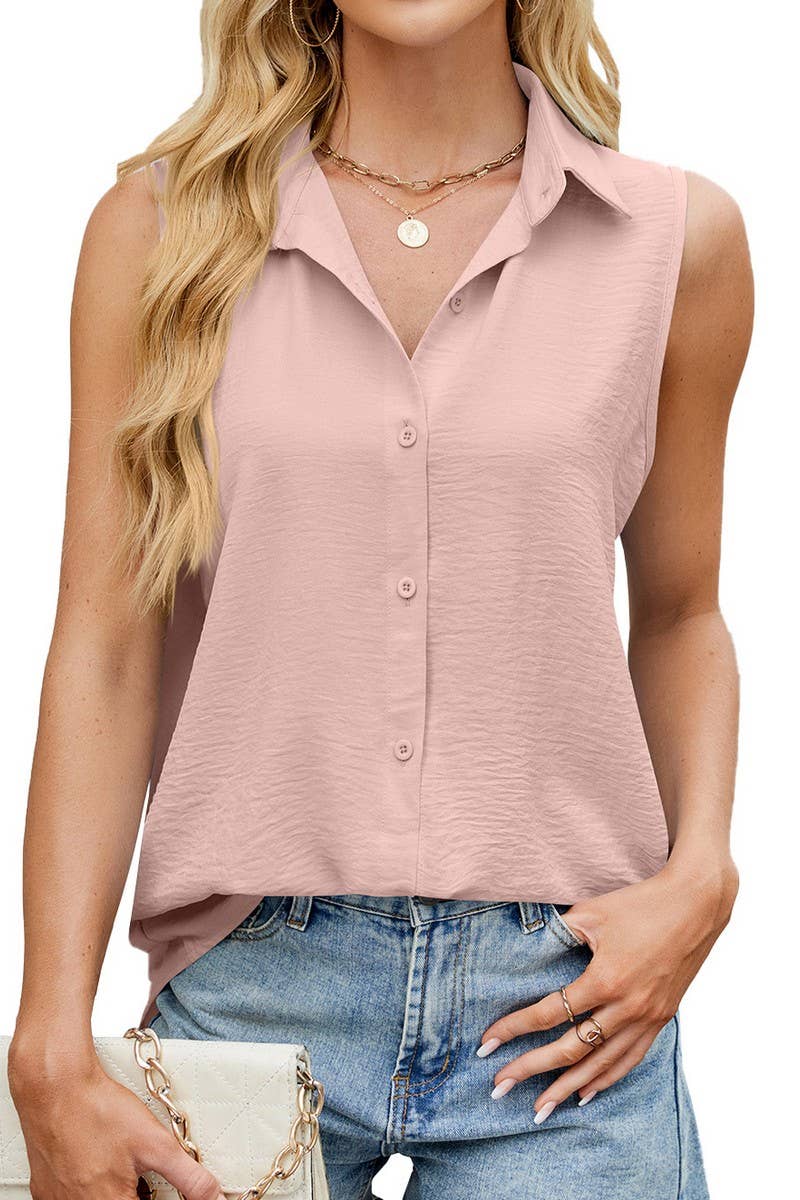 CWTTSL0321_SPRING AND SUMMER SOLID COLOR LAPEL BUTTON VEST