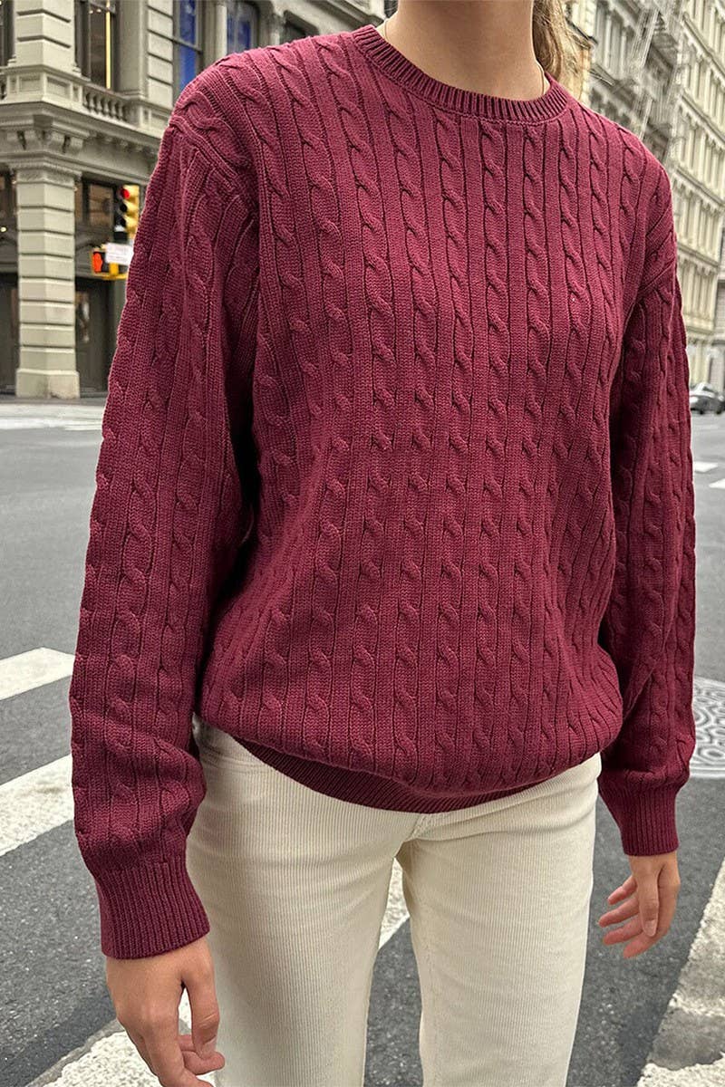 CWOSWL07512_SOLID COLOR LONG-SLEEVED BASE KNITTED SWEATER