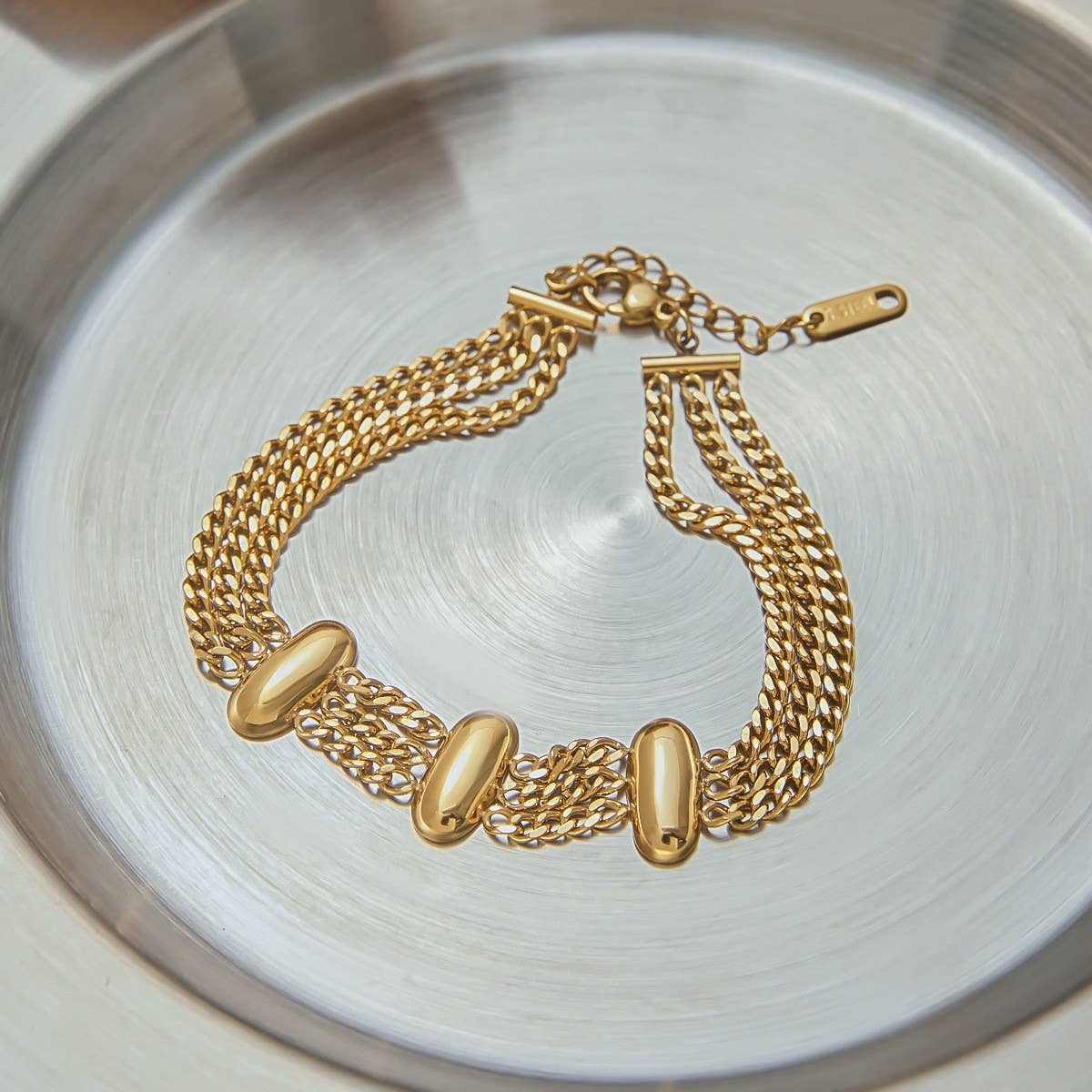 Elegant 18K Gold Layered Chain Bracelet, No Fade